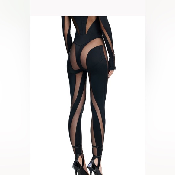 Mugler HM Mesh-paneled Stirrup Leggings Black Limited Edition - Picture 5 of 10